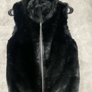 Armani exchange black faux fur vest size S